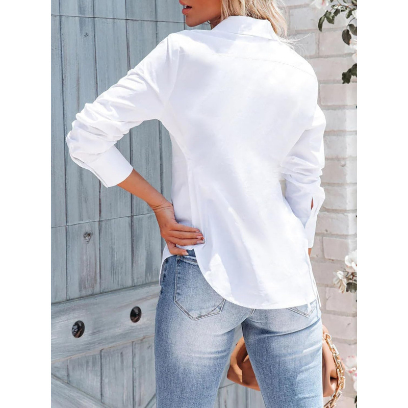 Siliteelon Women's Button down Shirts Long Sleeve Dress Shirt