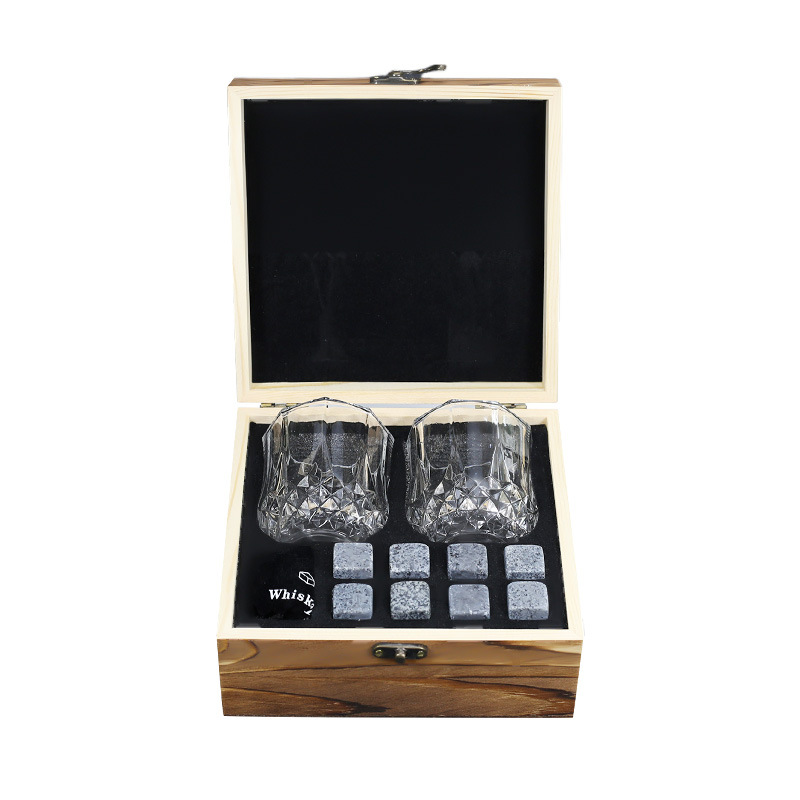 Whiskey Icewine Stone Square Grain Ice Block Stone Ice Cool Stone Small Wooden Box Gift Set Natural Stone Icewine