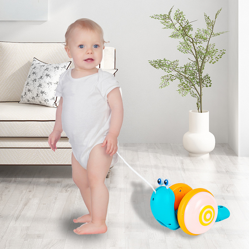 [Directly from the Manufacturer] Children's Leash Pulling Snail Night Market Creative Fiber Rope Light Music Pull Cord to Pull Baby