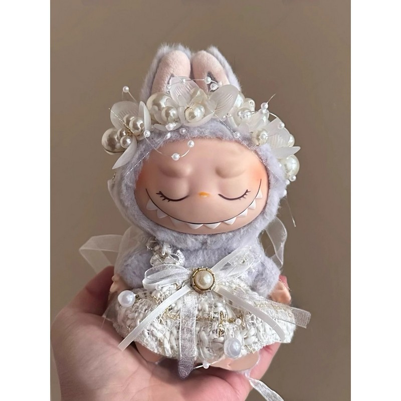 Labubu Baby Clothes Labubu Doll Doll Clothes Standing and Sitting Clothing Set Dress Headband Headdress