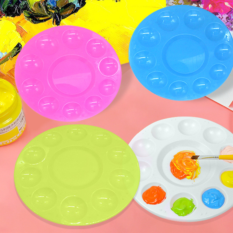 Кросс-бордерная детская художественная живопись пластиковая круглая палитра 10 отверстий круглая палитра пигментная тарелка