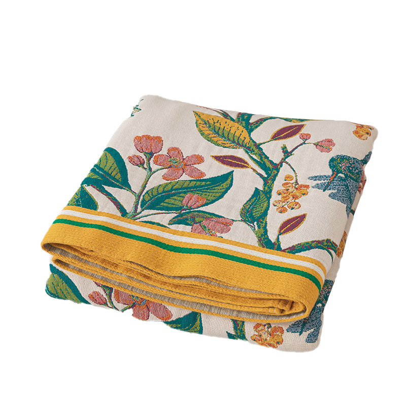 New Pastoral Style Household Pure Cotton Gauze Towel Quilt Summer Air-conditioning Blanket Office Lunch Break Blanket Home Sofa Towel