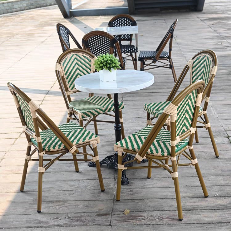 Outdoor Cafe Courtyard Rattan Table and Chair Outdoor Single Chair Balcony Internet Celebrator Hotel Duplex French Rattan Chair