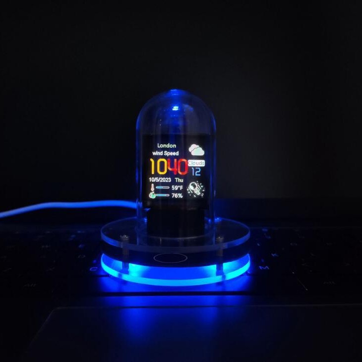 Desktop ornaments proposed glow tube clock weather