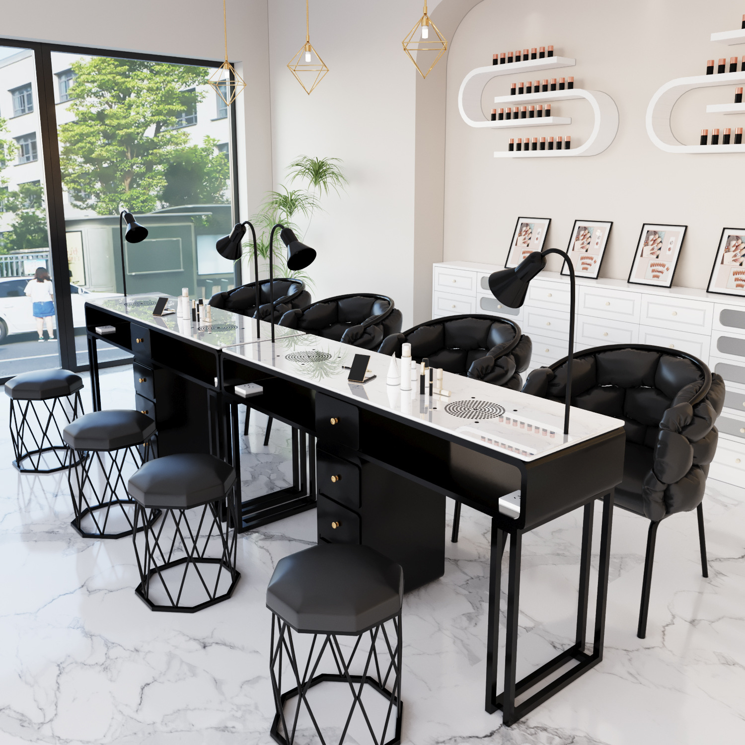 Новый расширенный маникюрный стол для девушек с 45 местами от производителя, многофункциональный набор стола и стула для маникюра