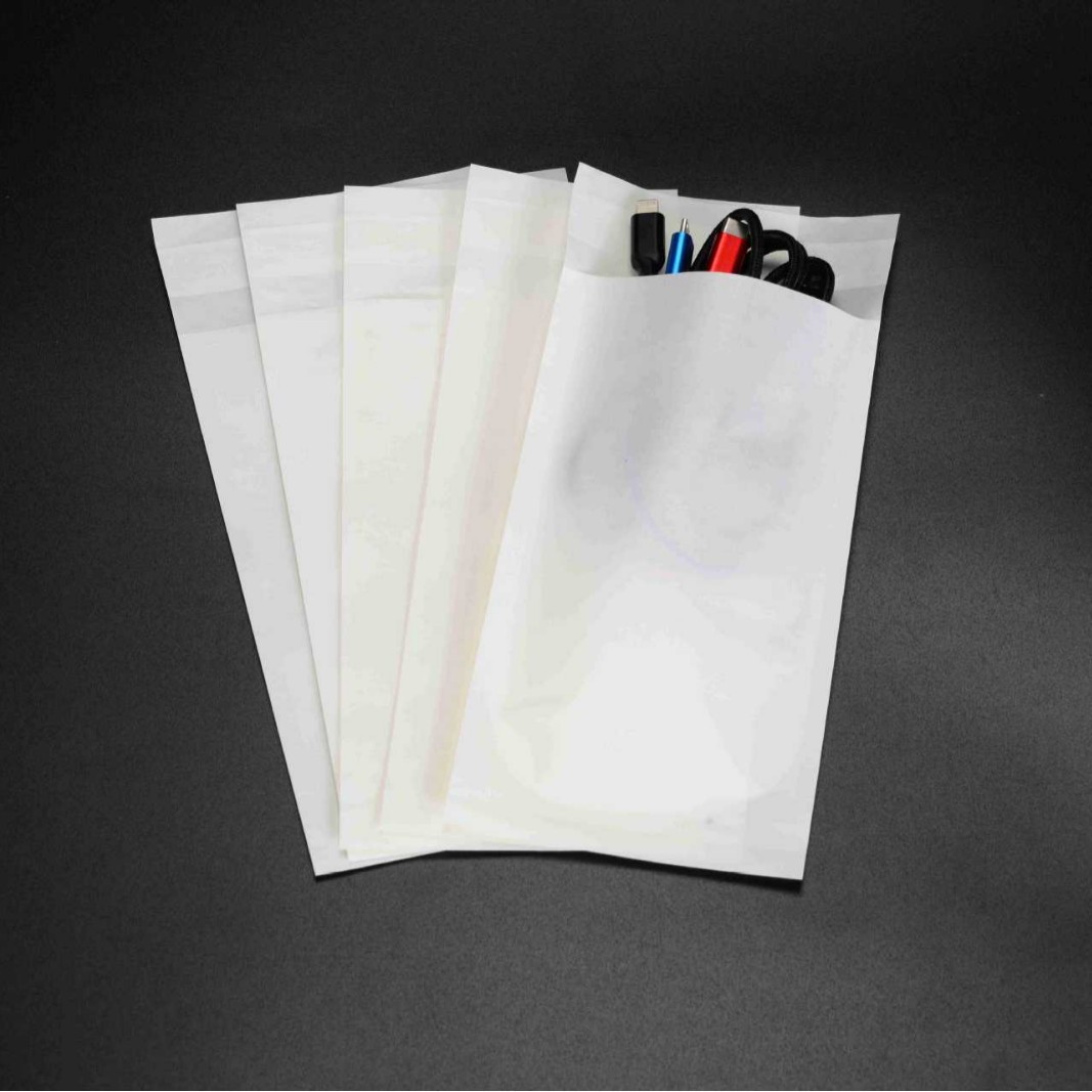 in stock Eco-friendly Degradable Gracin Paper Bag Accessories Stationery Clothing Packaging Bag Self-adhesive Translucent Wax Paper Bag