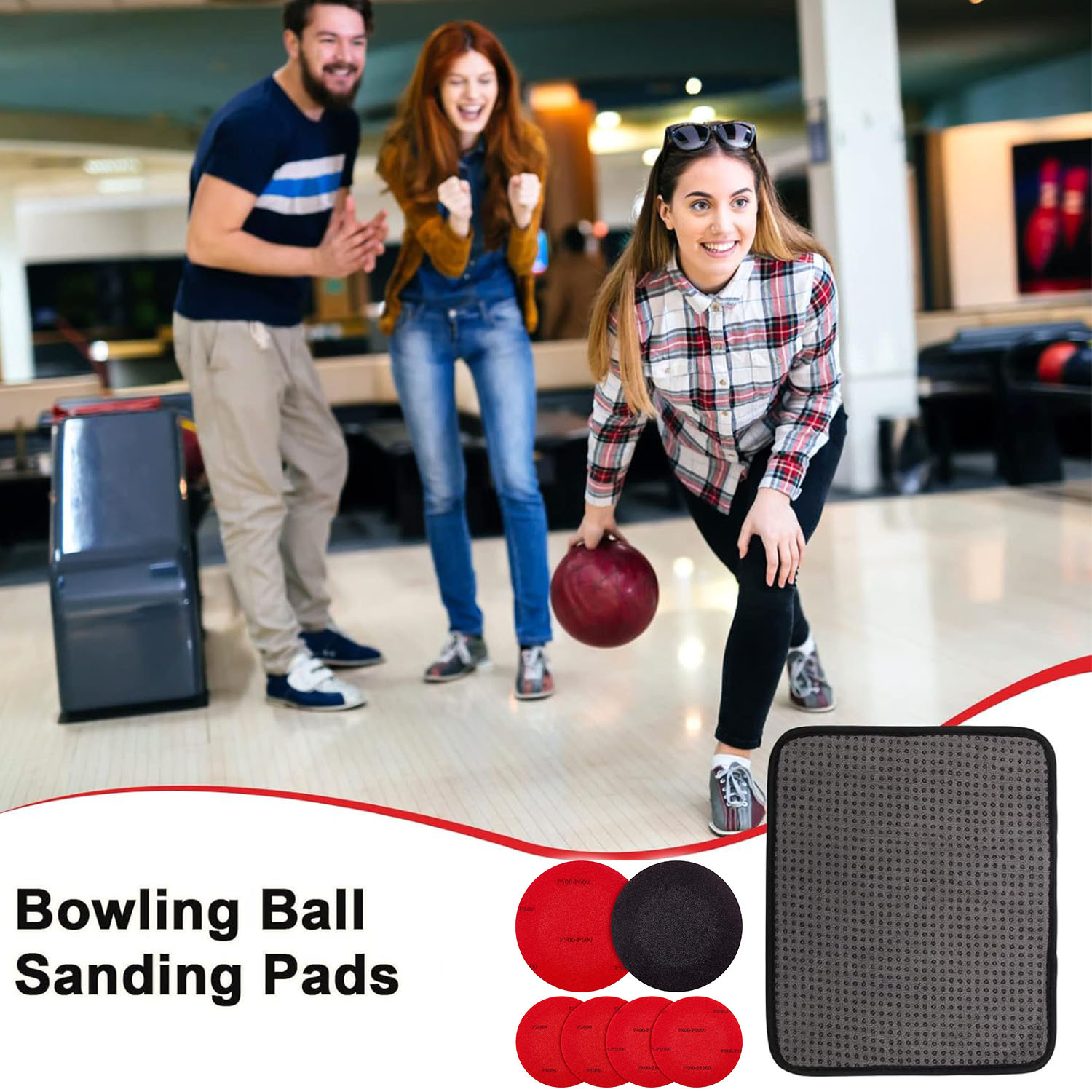 7-Piece Professional Polishing Bowling Ball Sanding Pad with Bowling Ball Cleaning Towel Set