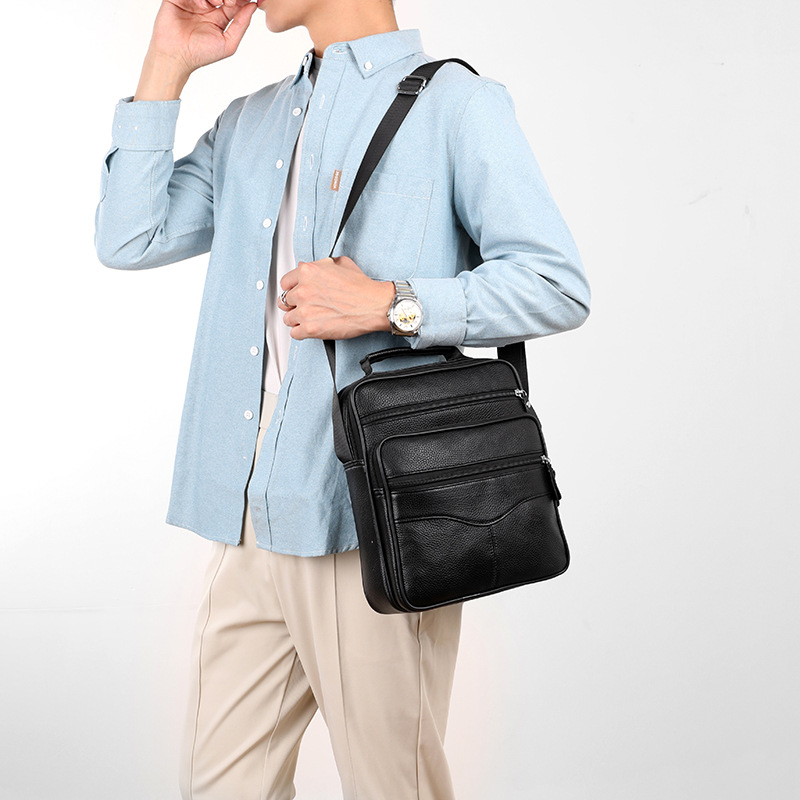 Новая сумка для мужчин внешней торговли, натуральная кожа, модная сумка через плечо и двойная сумка, бизнес-сумка из первой кожи коровы, многофункциональная портфель