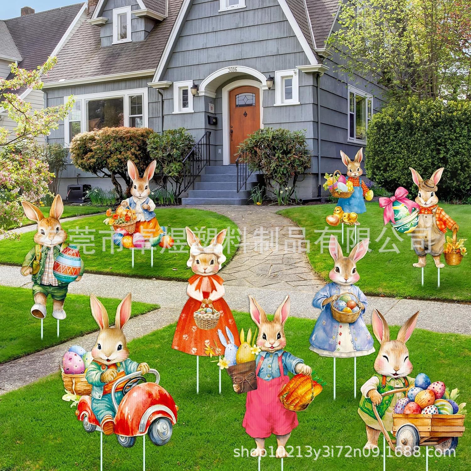 12 шт. Пасхальные ретро знаки с кроликами знаки для газона пластиковые наружные украшения весна Пасха