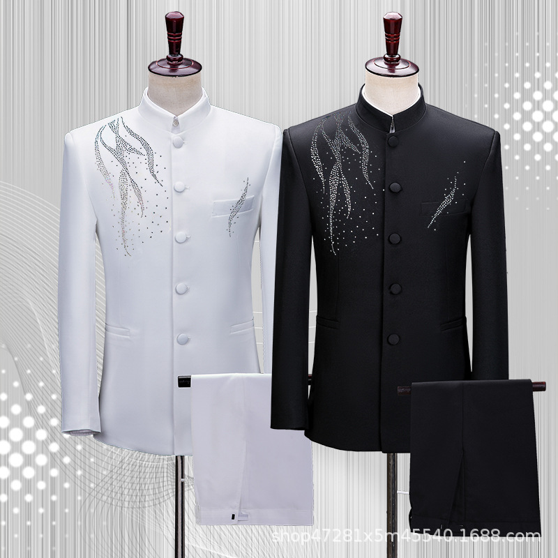 Новый китайский костюм Чжуншань для молодых мужчин, костюм для выступлений в хоре