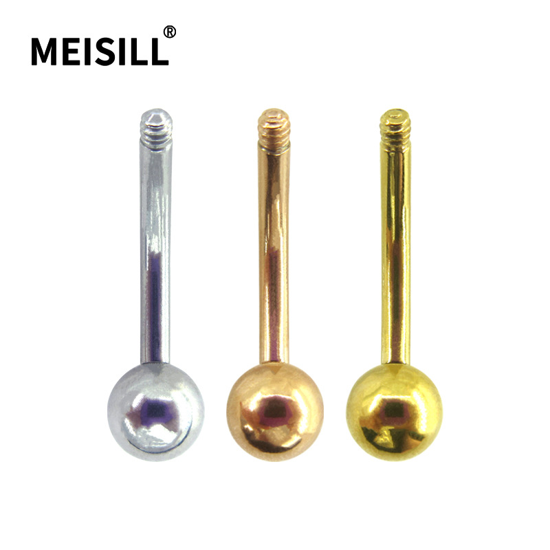 Брюшное кольцо из нержавеющей стали Meier, аксессуары с изогнутым стержнем и верхним шариком, прокол для тела с зубчатыми стальными бусинами