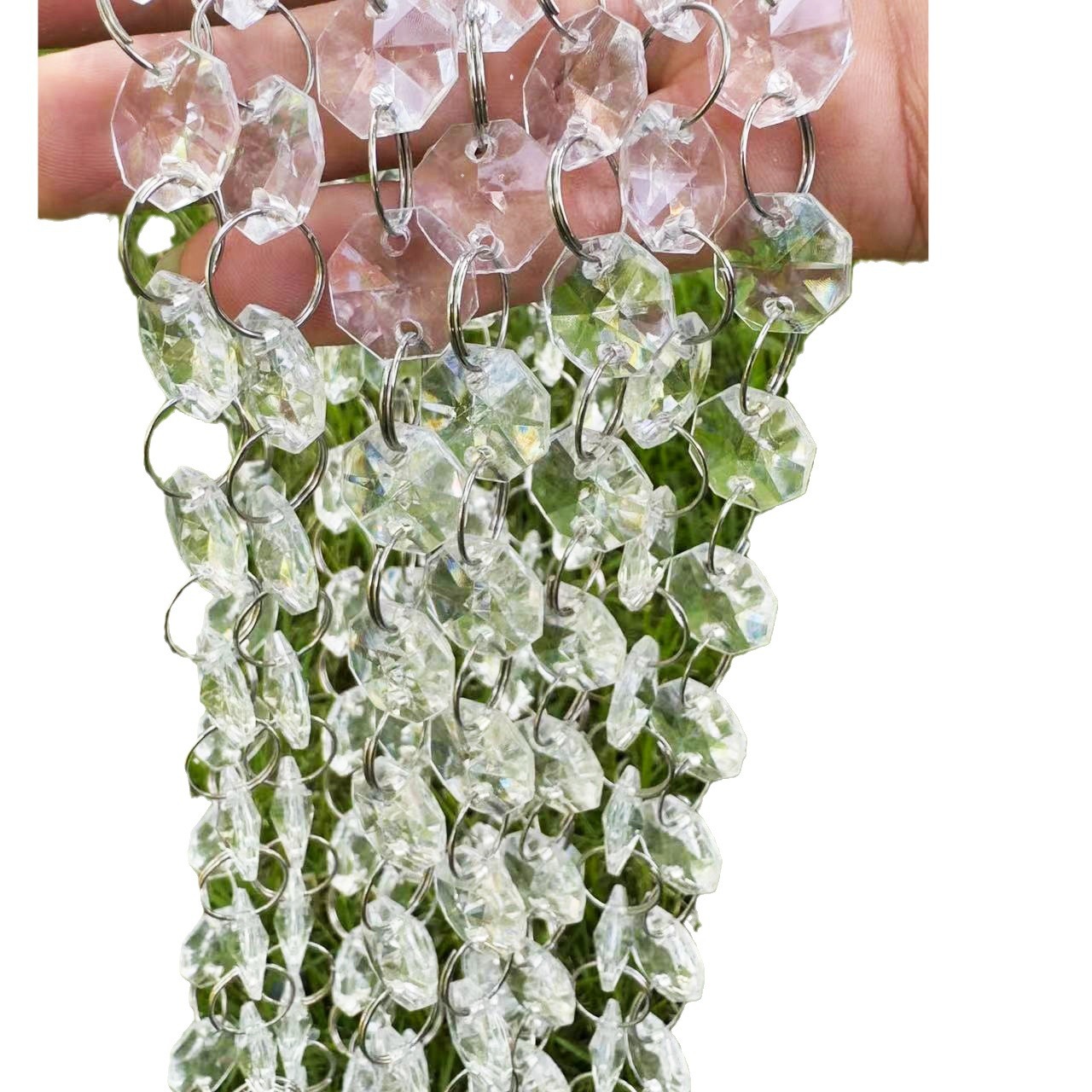 Acrylic wedding crystal bead curtain bead chain wedding scene stage ceiling decoration bead string octagonal bead partition