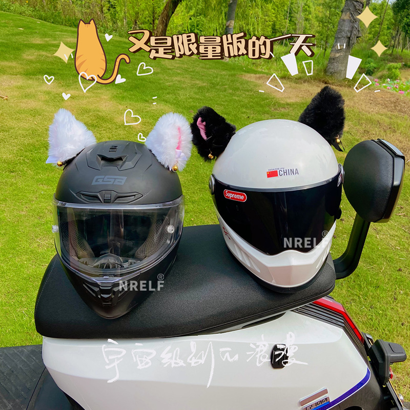 Модное украшение для шлема, милый женский мотоциклетный шлем с плюшевыми ушками