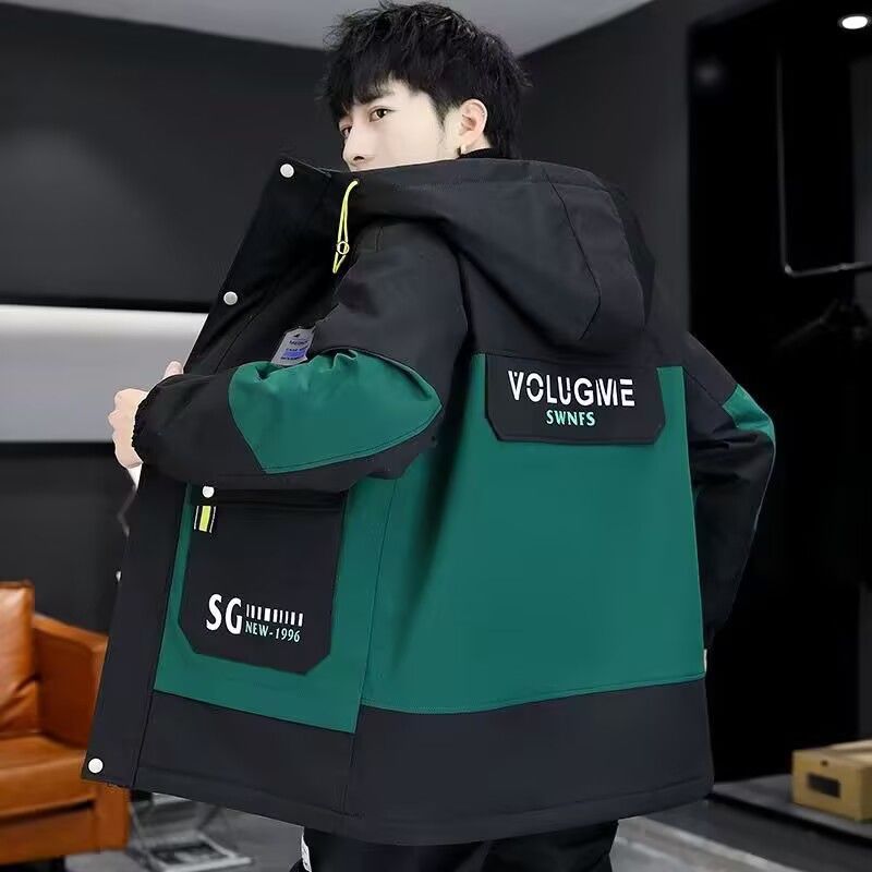 Spring and Autumn Thin Windbreaker Jacket for Men, Teenagers, and Students, Windproof Outerwear, Stylish Workwear Coat