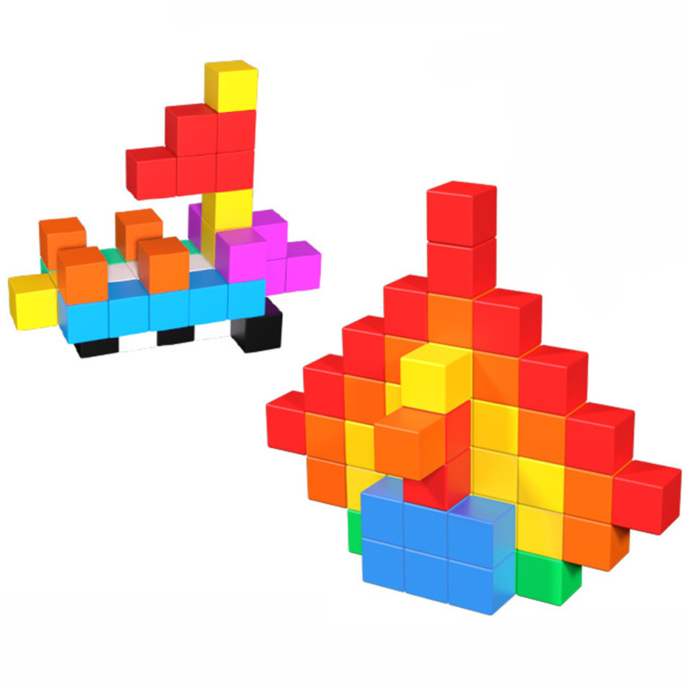 Cross-Border Assembled Magnetic 2cm Square Building Blocks Kidsren's DIY Cube Building Blocks Geometric Magnetic Toys