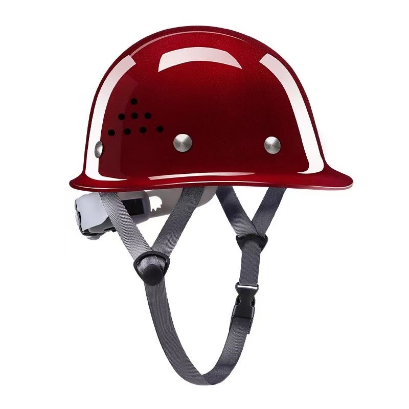 Fiberglass Safety Helmet Burgundy High-End Thickeneded Construction Site Special Helmet Leader National Standard General Manufacturer Printing 2025