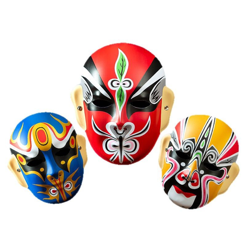 Masquerade Ball Mask PVC Peking Opera Mask Children Adult Wearable National Tide Sichuan Opera Face-changing Performance Props