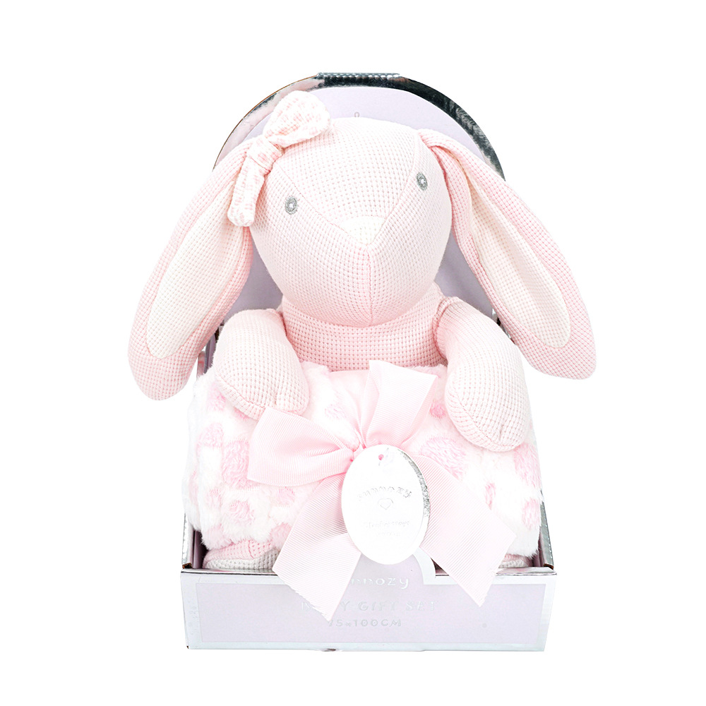 Baby Flannel Blanket, Cute Comfort Doll, Full Moon Gift Box, Newborn Combination Package, Baby Blanket to Coax Baby to Sleep