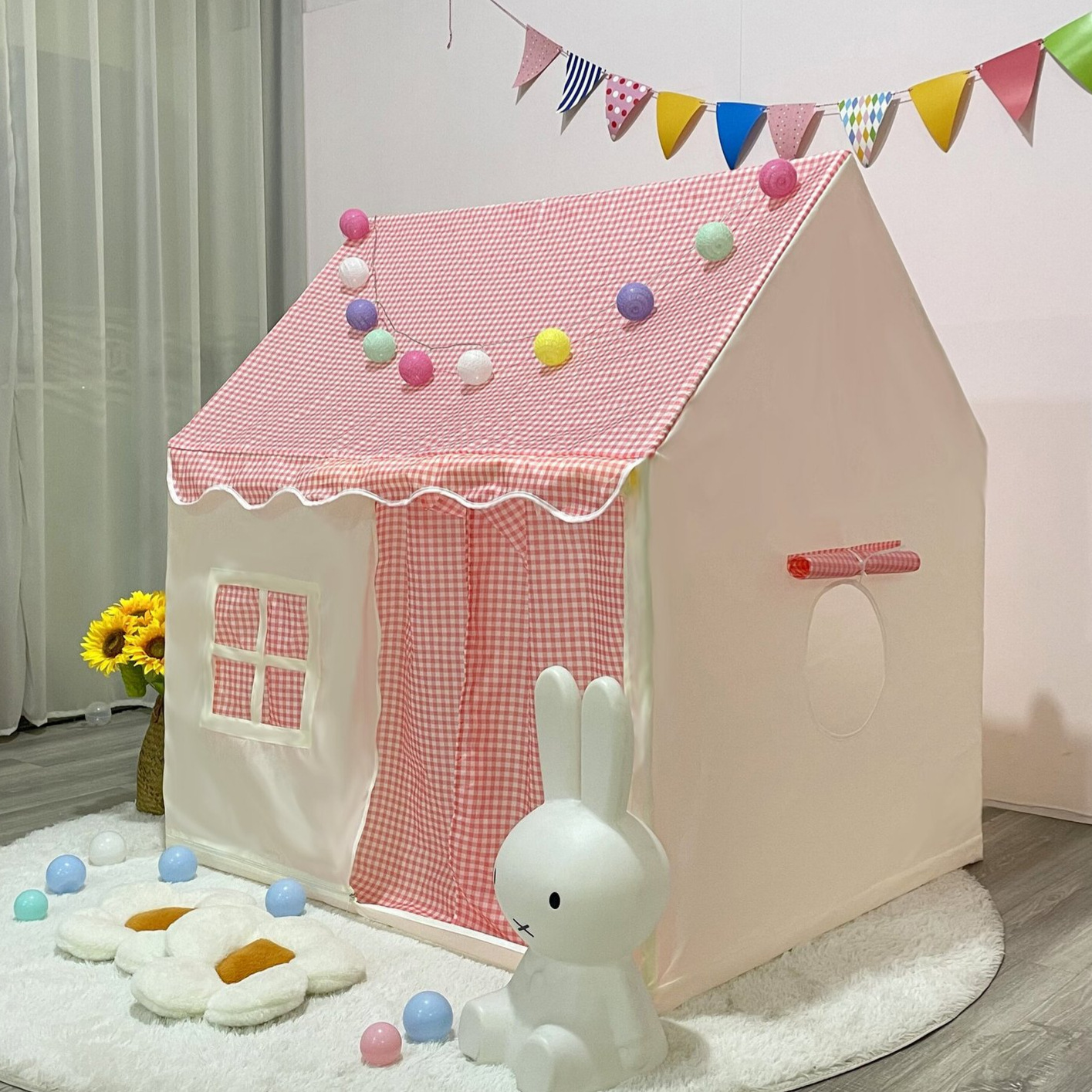 New Plaid Cottage Children's Tent Indoor Playhouse Boys and Girls House Princess Castle Children's Sleeping Tent