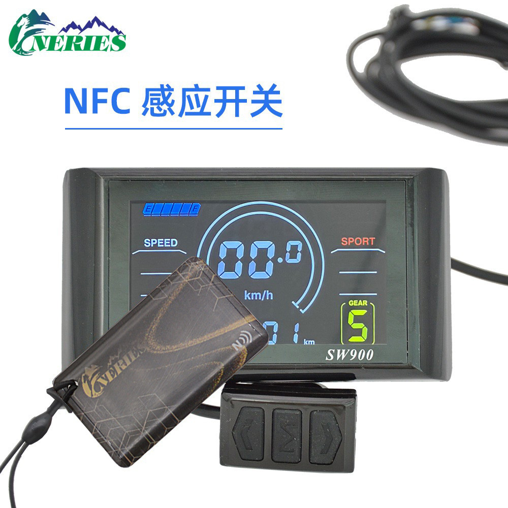 Electric bicycle NFC function smart color screen instrument SW900 mountain bike LCD display five-core modification parts