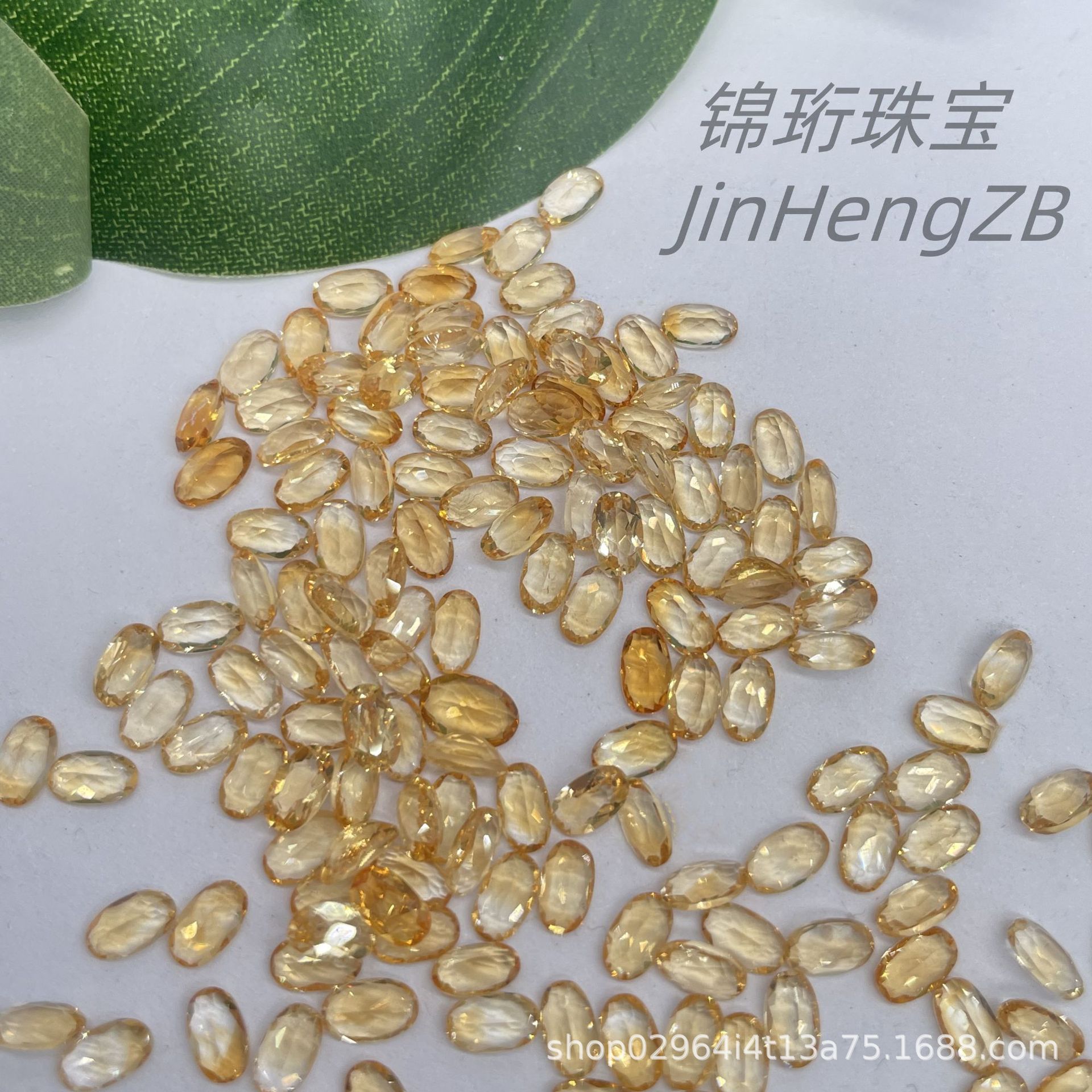 Natural yellow crystal egg-shaped ring surface bare stone ring necklace inlaid jewelry with stone factory direct wholesale