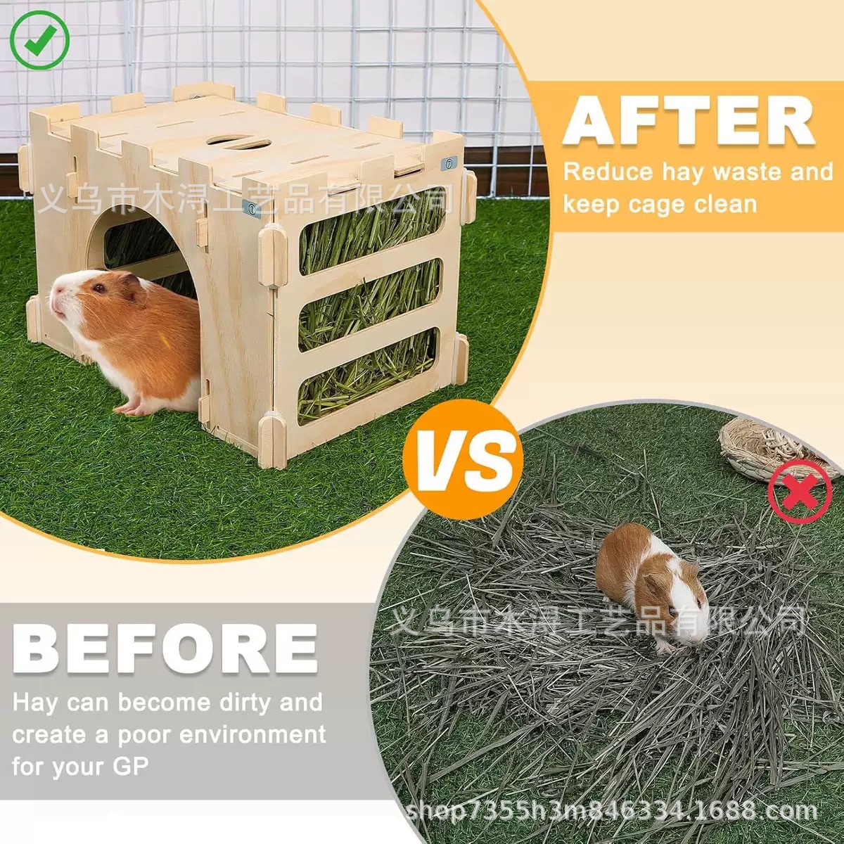 Cross-Border Wooden Pet Rabbit Feeder Removable Guinea Pig Rat Feeding Rack Wooden Rabbit Hay Feeder