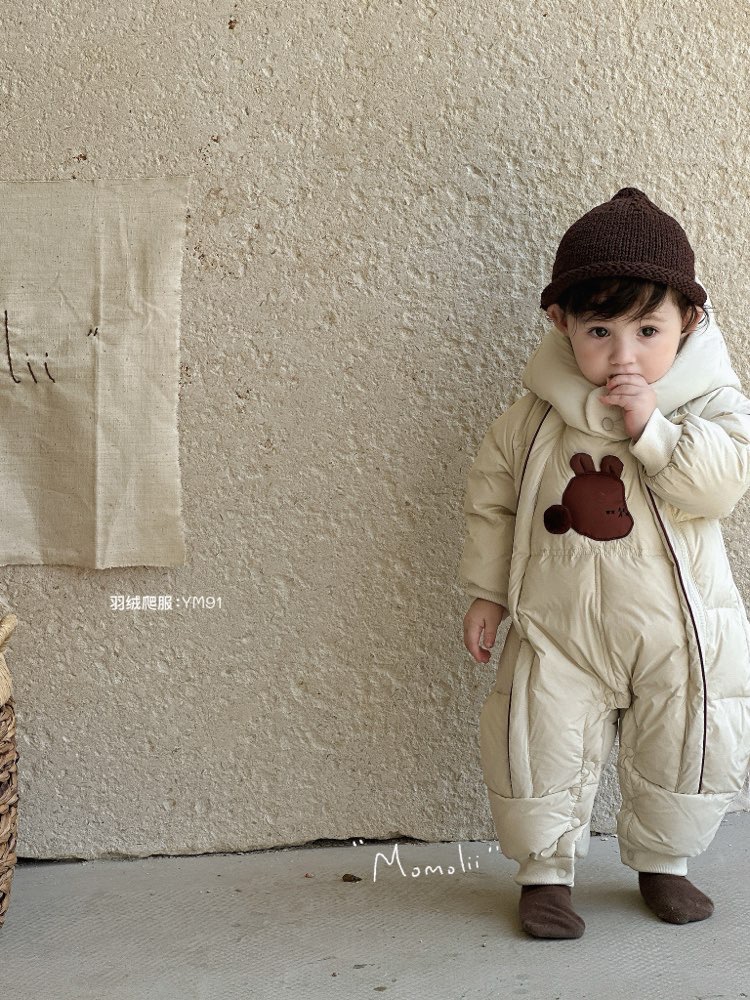 茉茉哩婴儿冬装羽绒服男女宝宝羽绒连体衣保暖新生可爱外出服冬天