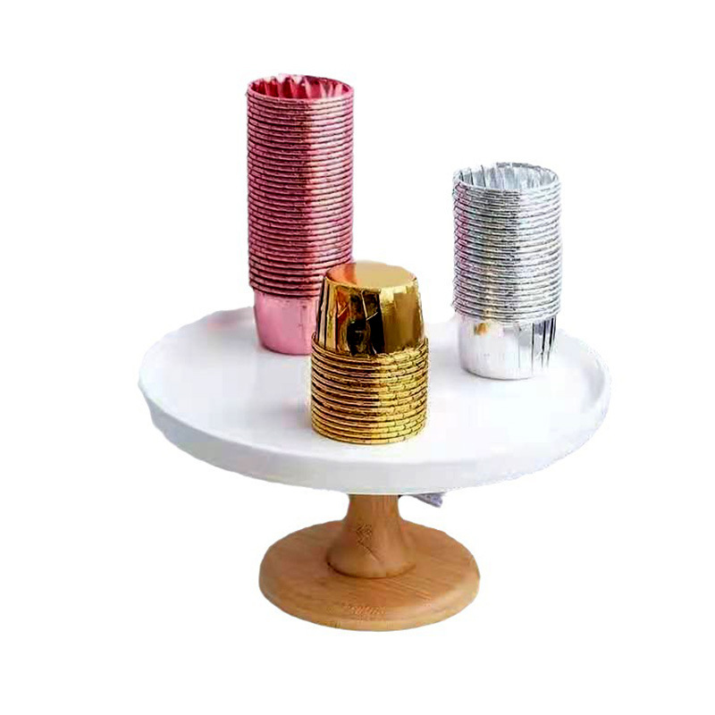 Gold and Silver Roll-up Roll-up Cake Paper Cup Double-sided Aluminum Foil Baking High Temperature Resistant Thickened Mafen Cup Paper Paperholder Chiffon