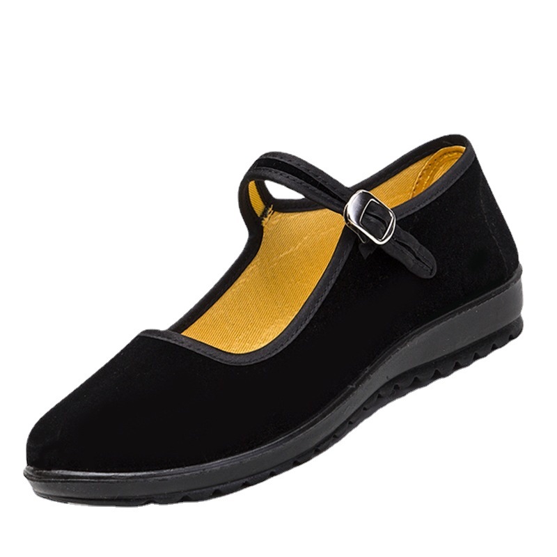 Summer Old Beijing Cloth Shoes Women's Shoes Flat Heel Breathable Soft Sole Work Shoes Black Hotel Shoes Non-slip Dancing Mom Shoes