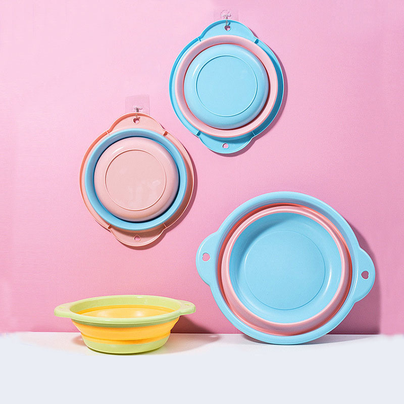 Складная раковина с крючком, круглая настенная телескопическая раковина, пластиковая прачечная, детская раковина, ванночка для ног