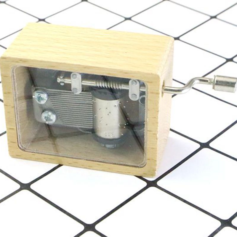 Wooden Transparent Music Box Wooden Hand Music Box Creative Gift Student Birthday Gift Home Simple