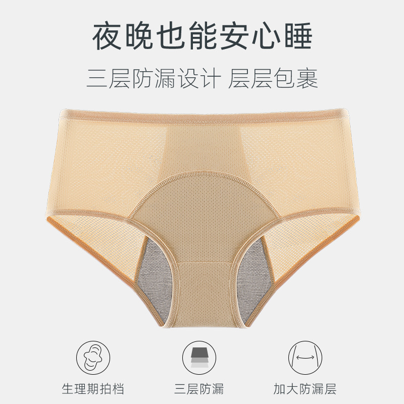 Foreign trade cross-border plus size 10 yards mesh breathable menstrual period before and after leak-proof physiological pants high waist women's underwear European and American
