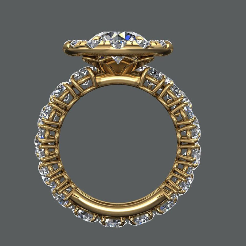 Customized Platinum Pt950 Ring Inlaid with Artificial Laboratory-Grown Diamond Ring Set 18K14K9K Ring