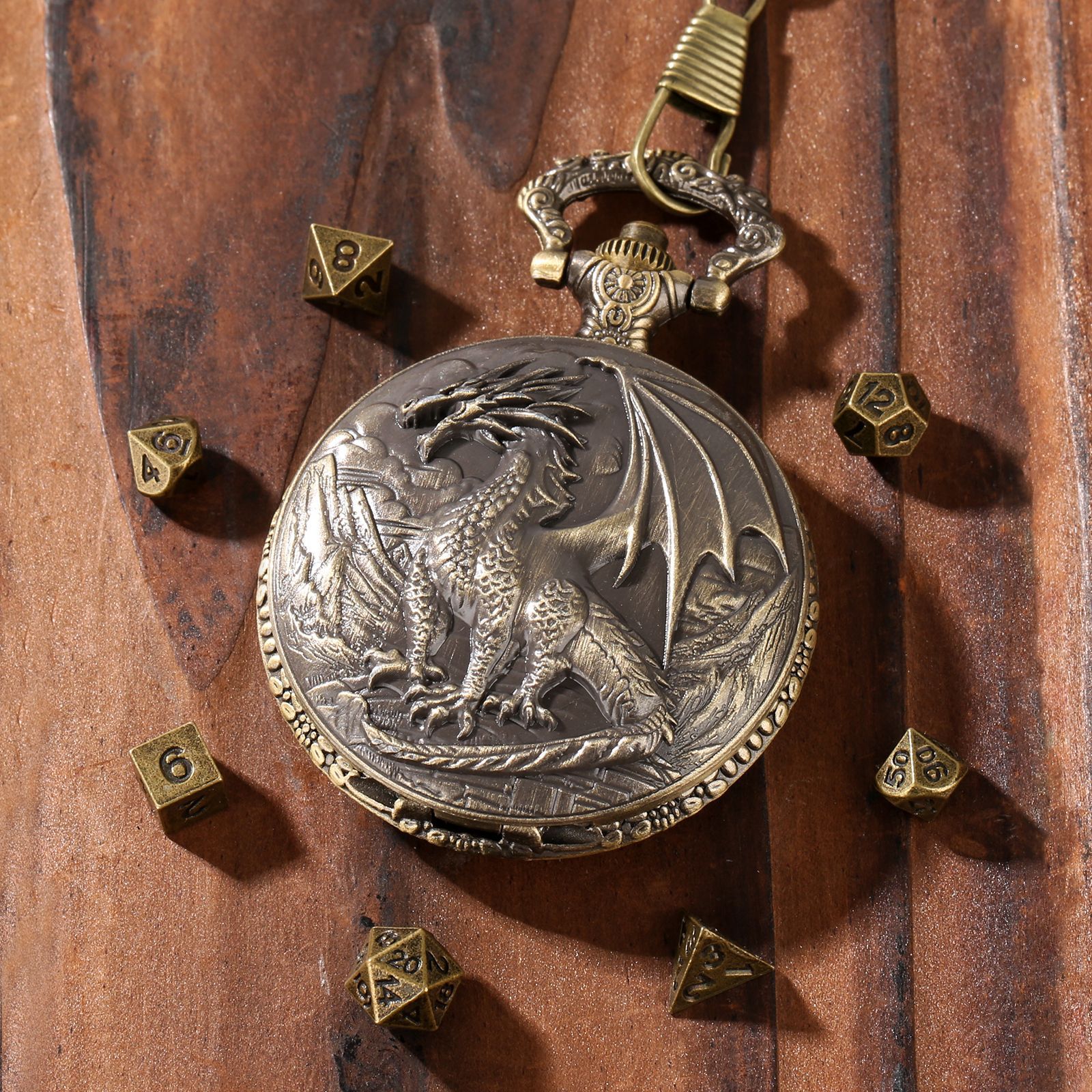 (Private model) DND dice jewelry pocket case retro three-dimensional relief Western dragon standing flick tail pocket case