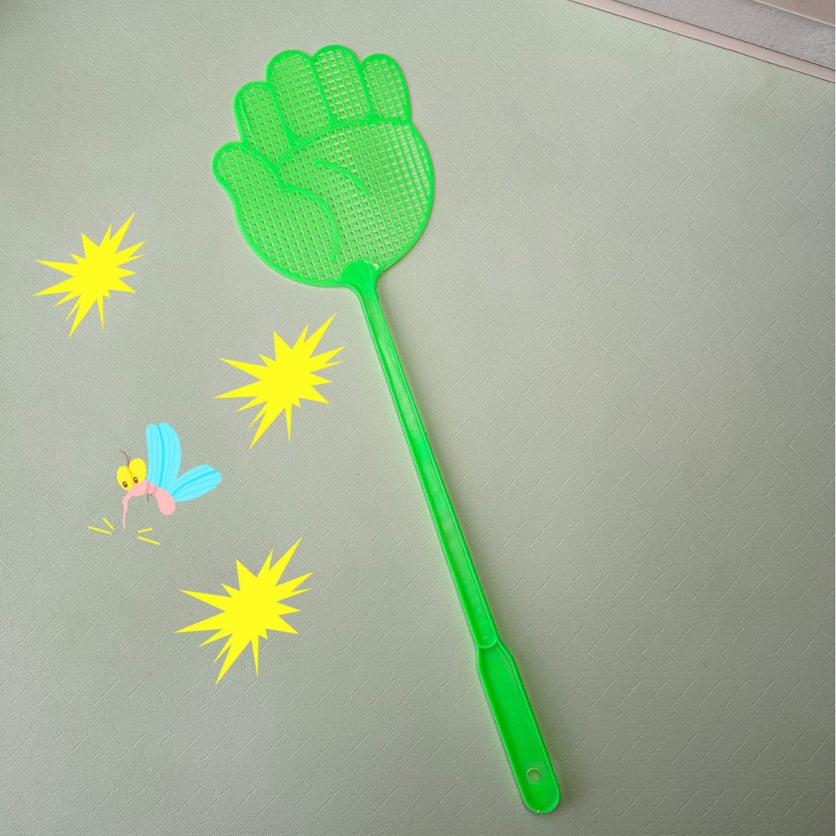 New Plastic Palm-Shaped Fly Swatter, Summer Mosquito Repellent Fly Swatter, Household Swatter, Non-Breakable, Cooked Rubber Mosquito Swatter
