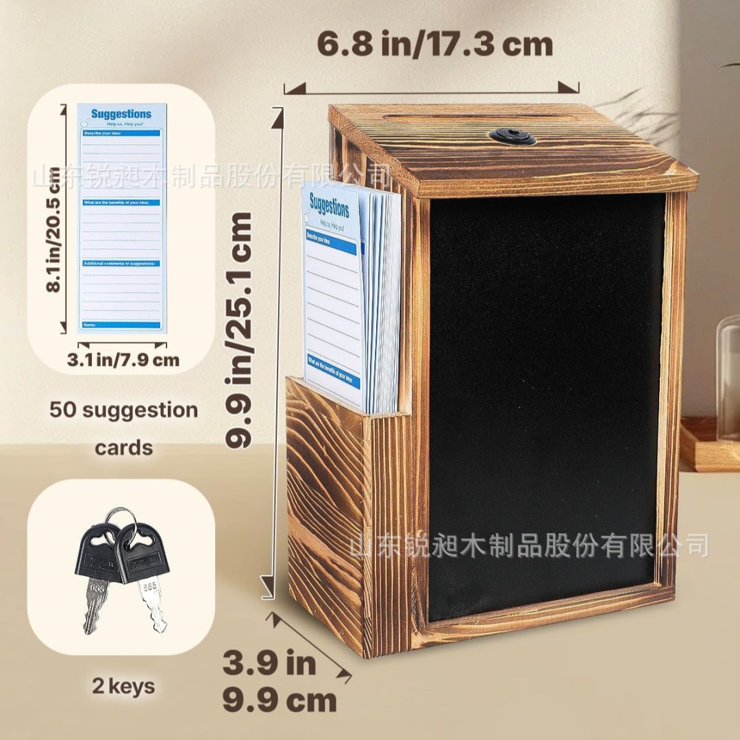 Vintage Wooden Letterbox Donation Suggestion Box Wall Suggestion Box Wall Mounted Mailbox with Blackboard Lock Voting Box