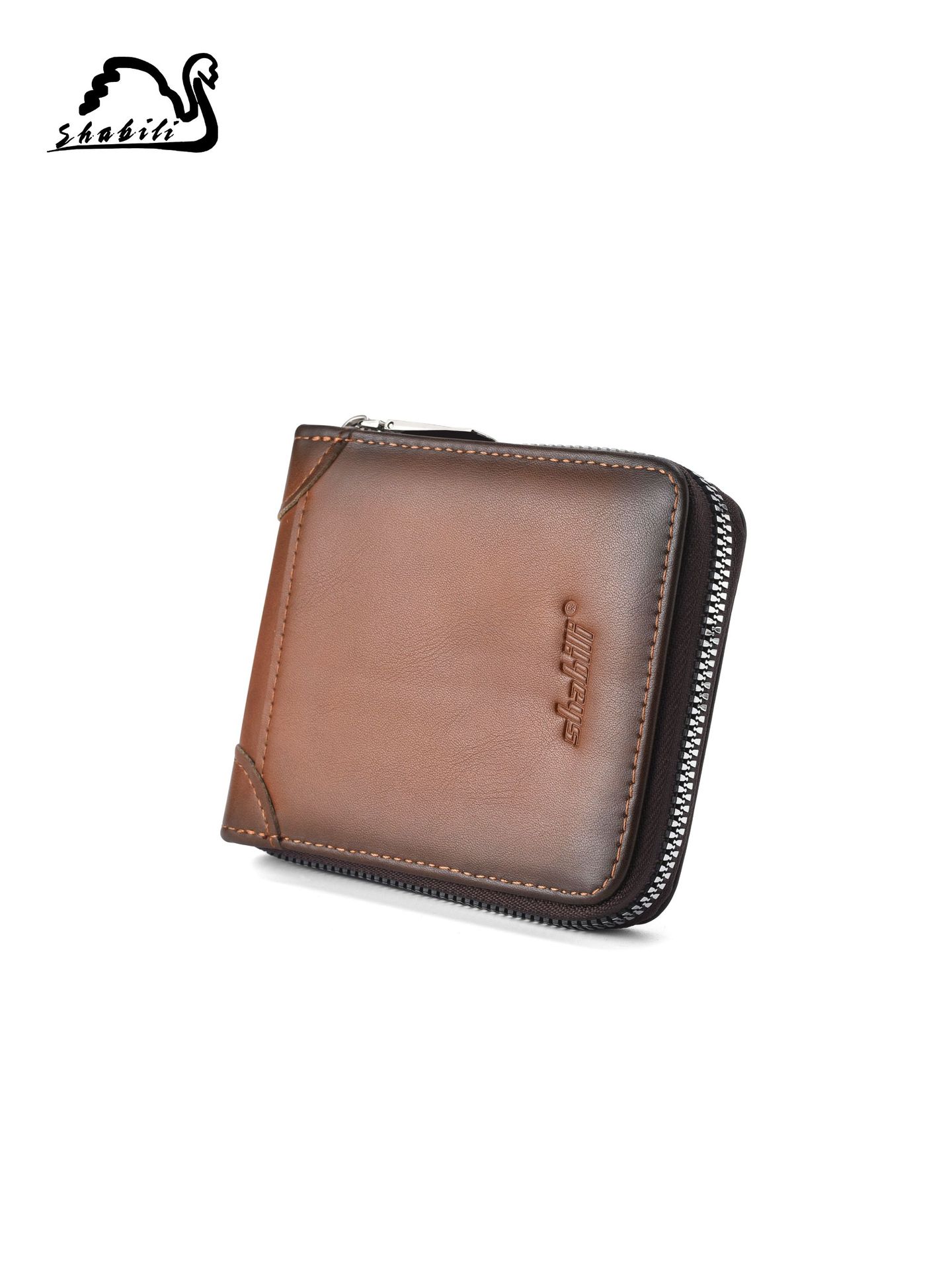 New Men's Wallet Cross-Border Pu Zipper Color Multi-Card Slot Casual Retro Large-Capacity Coin Purse Source Factory