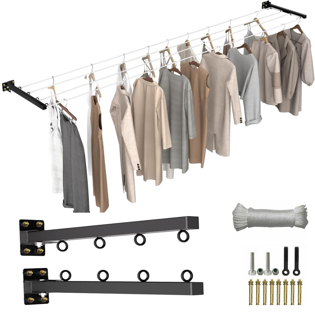 Cross-border wall-type folding drying rack can lift clothes line with strong load-bearing capacity of metal products