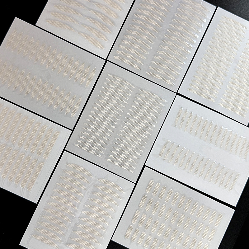Water instant adhesive double eyelid stickers pearlescent bottom lace mesh beauty stickers invisible breathable double eyelid stickers material wholesale