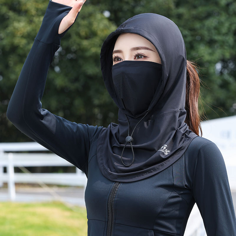 Sunscreen Mask Women's Summer Full Face Thin UV Mask Riding Neck Protection Integrated Sunscreen Ice Silk Men