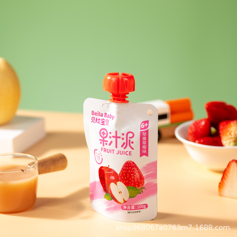 Bella Baby Children's Fruit Puree Mixed Juice Puree, Water-Absorbent, Mixable Flavors, 100g Squeeze Pouch, Portable Pack