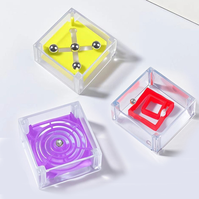 Decompression puzzle cross-border hot selling mini square box balance bead maze ball maze game palm decompression creative