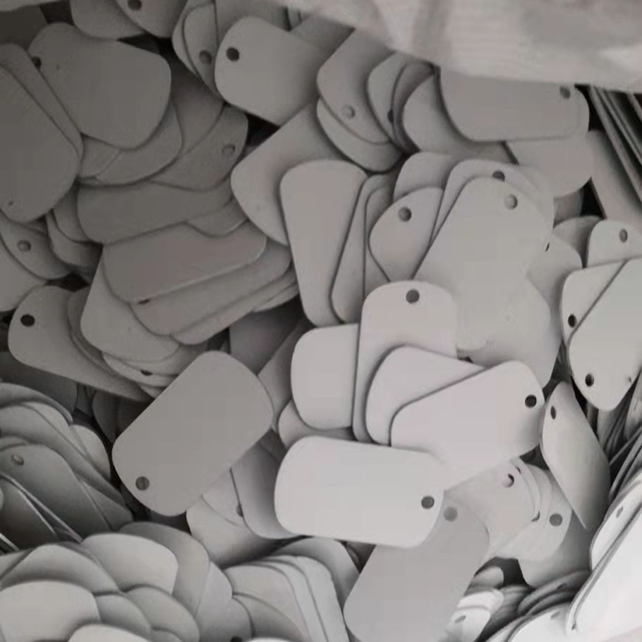 White Blank Double-Sided Thermal Transfer Tag Military Tag 1mm Thick Aluminum Tag White Double-Sided Thermal Transfer Dog Tag