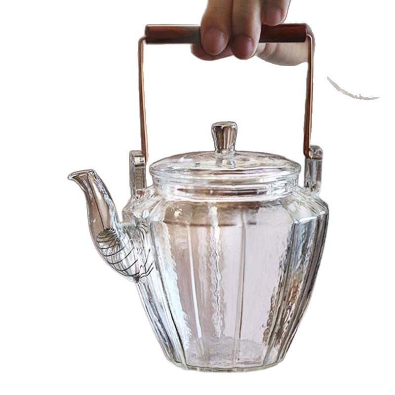 Japanese-Style High Borosilicate Heat-Resistant Glass Teapot Set for Home Use, Suitable for Brewing Flower Tea, with Handle, Water Kettle, Tea Maker