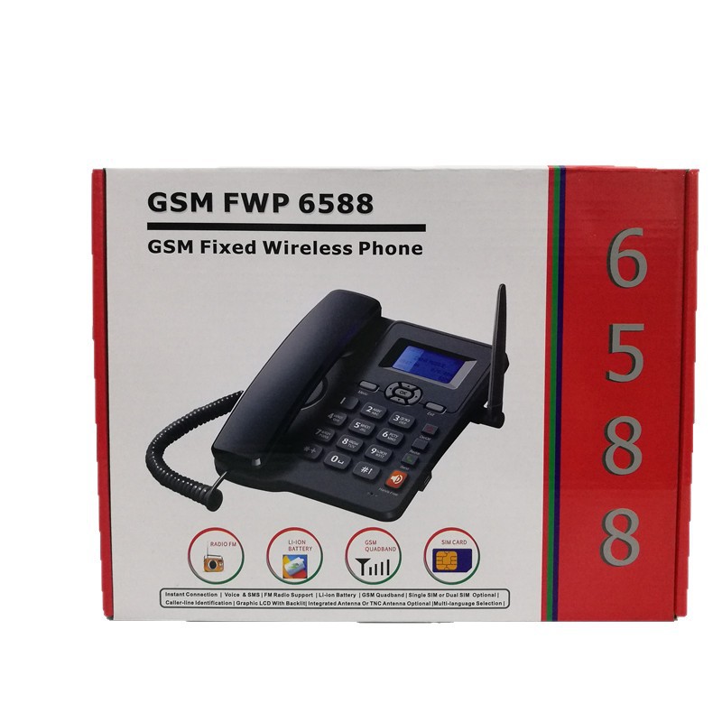 Gsm Card Fixed-Line Phone 2g Dual Sim Dual Standby Wireless Telephone for Home and Office Fm Radio Multi-Language