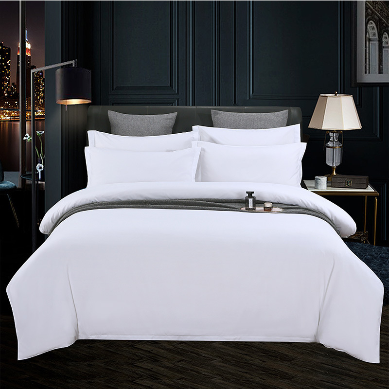 Pure white hotel hotel special linen quilt cover wholesale pillowcase sheets double homestay quilt cover hotel four-piece set
