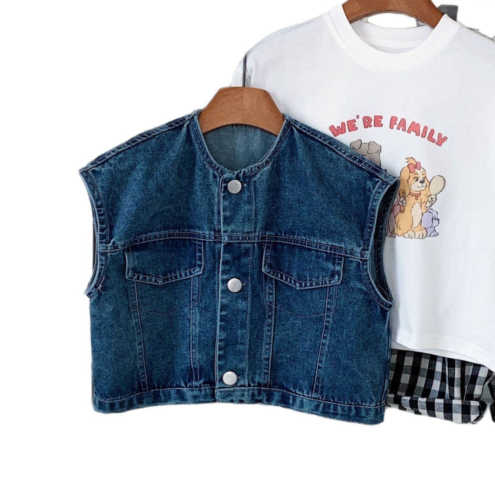 Children's Vest Bangcheng 2025 Autumn New Men's and Women's Baby Sleeveless Denim Clothes Western Style Casual Vest H0059