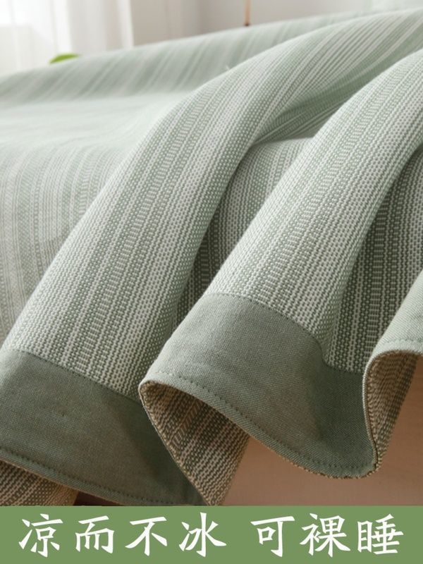 Shandong Extra Thick Pure Cotton Coarse Cloth Summer Mat Bed Sheet Three-Piece Set Summer A-Grade Premium Rattan Mat Wholesale