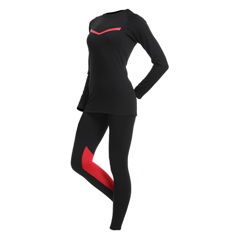 Factory Customized Winter Velvet Tight Suit for Women, Quick-Drying Base Layer, Ski Elastic Warm Fitness Suit