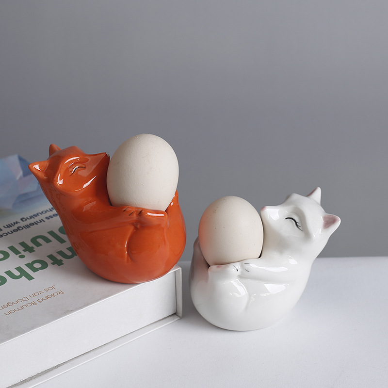 Cross-border Cartoon Animal Ceramic Egg Cup Breakfast Egg Cute Fresh and Simple Decoration Desktop Living Room Home Decoration